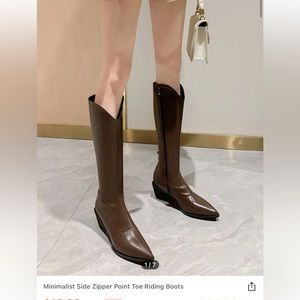 Minimalist Side Zipper Point Toe Riding Boots